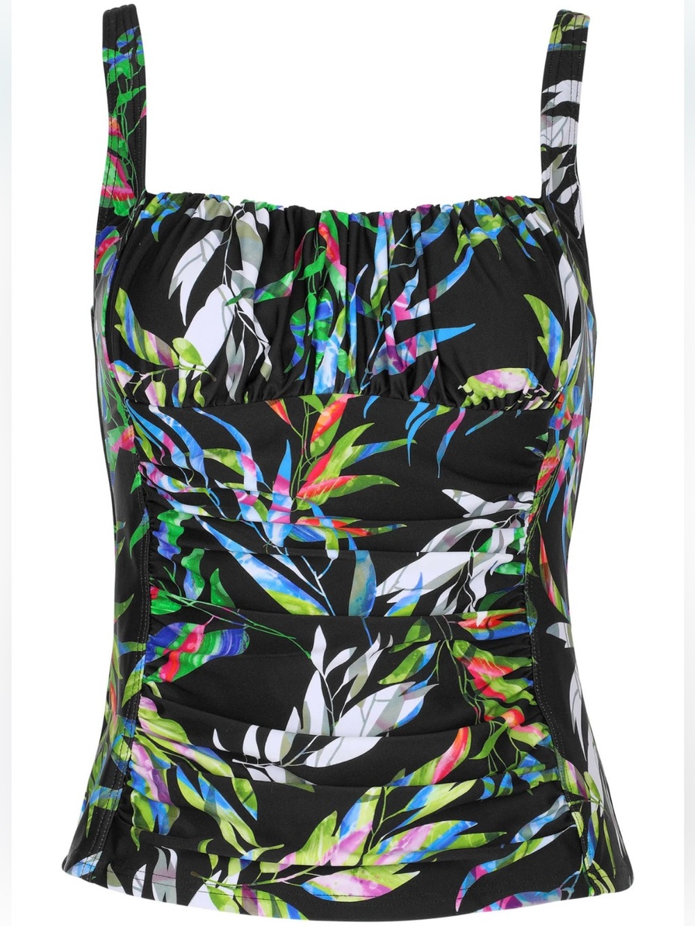 VENUS Black Tropical Print Tankini with Multicolor Leaf Pattern - Picture 3 of 9